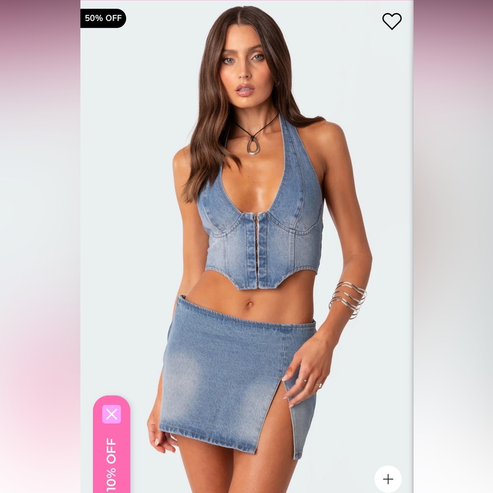 Xs bottom, S top Edikted denim set